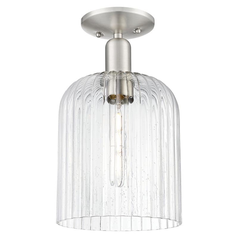 Innovations Lighting Endless Possibilities Arcadia - Bridal Veil - 1 Light 8" Semi-Flush Mount - Seedy Shade/Brushed Satin Nickel