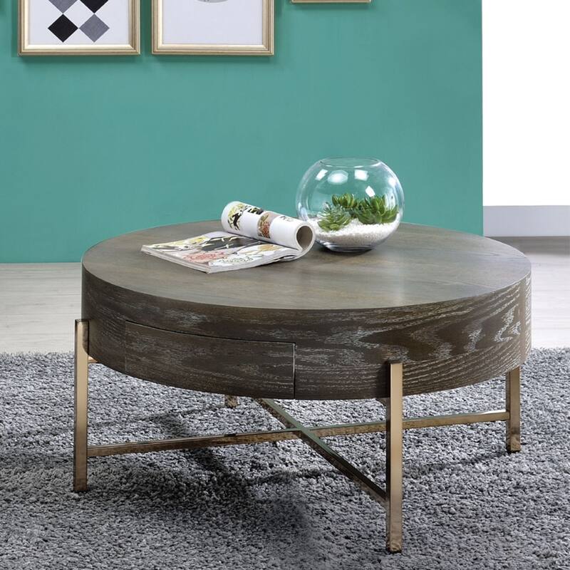 Drum Coffee Table With 1 Drawer
