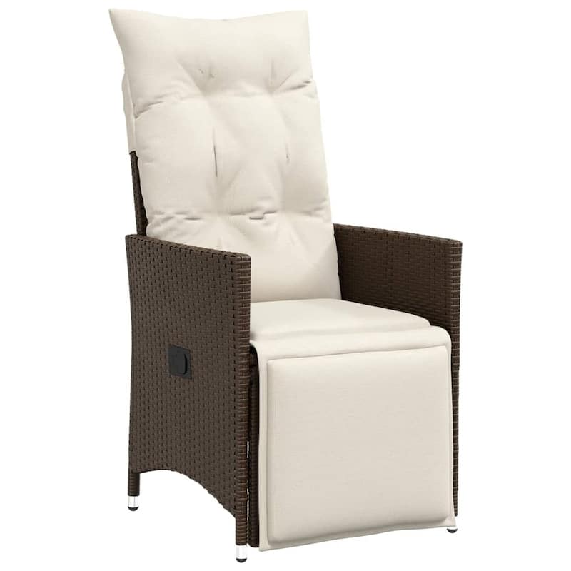 vidaXL Patio Bistro Set with Cushions Outdoor Furniture Brown Poly Rattan