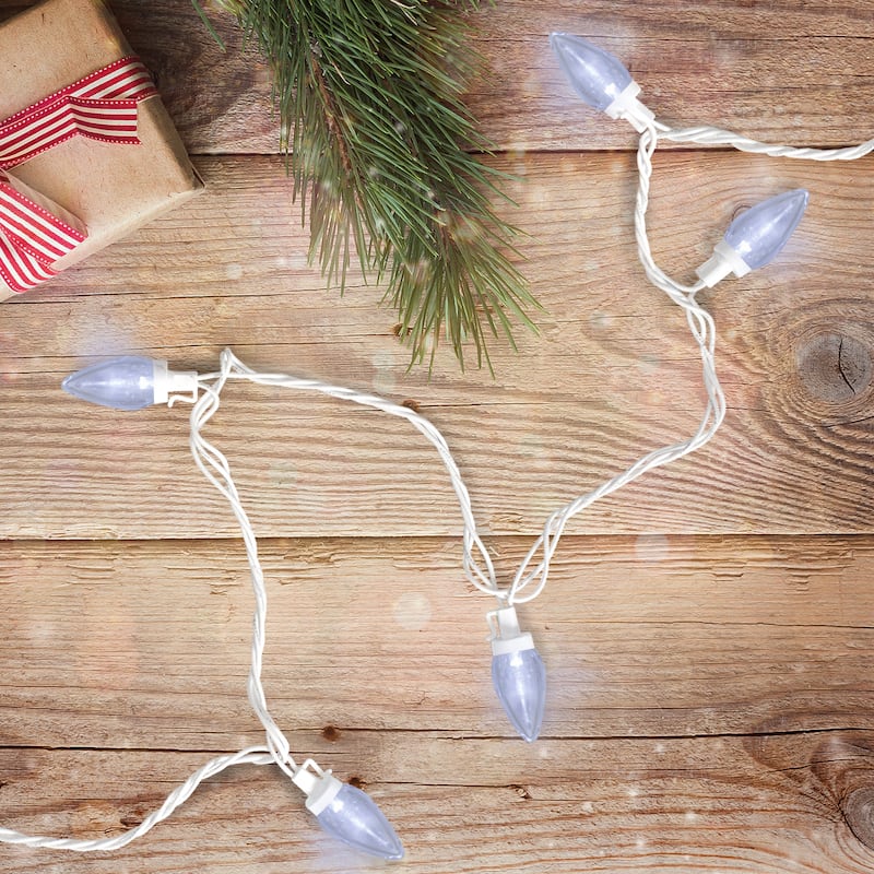 25 Count LED C7 Christmas Lights 16 ft White Wire - 16'