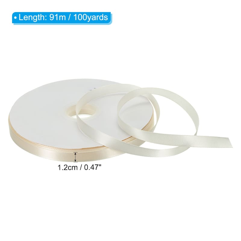 1/2" W x 100 Yards Polyester Satin Ribbon, for Craft - Beige
