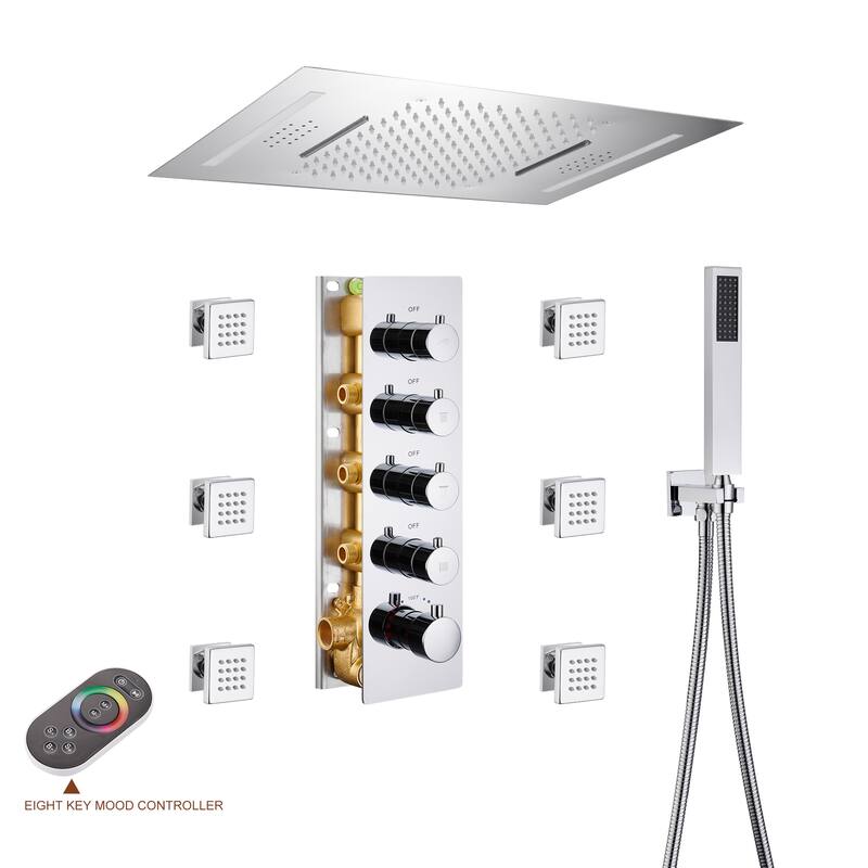 64 Colors LED Light and Music Ceiling Mounted Thermostatic Shower System
