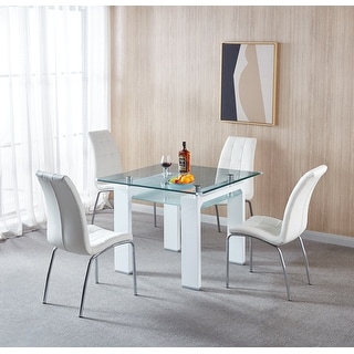 Square glass top dining table for 4 sale
