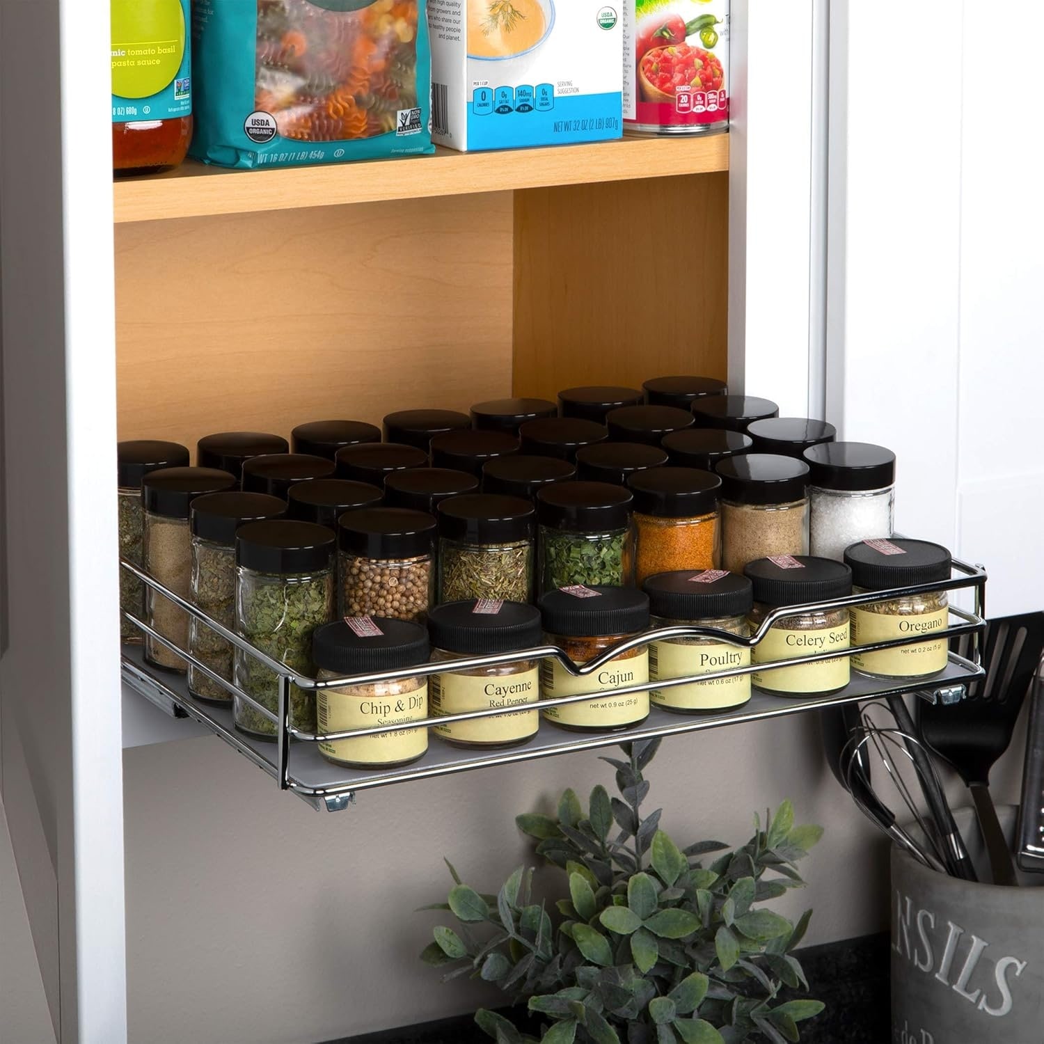 HOLDN' STORAGE Pull Out Cabinet Organizer for Spices, Cans - Heavy Duty with Lifetime Limited Warranty