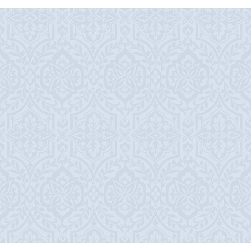 Gagny Blue Sure Strip Prepasted Damask Catherdral Damask Wallpaper Covers about 60.75 sq. ft. - Blue