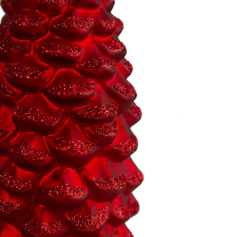 7.25" Red Pine Cone Glass Christmas Ornament
