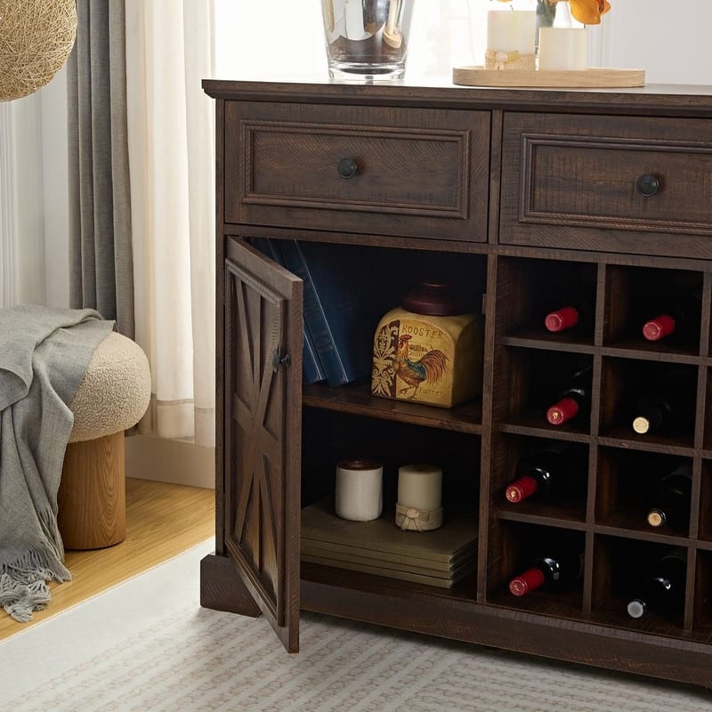 39.38''W Wine Bar Storage Sideboard with 2 Drawers