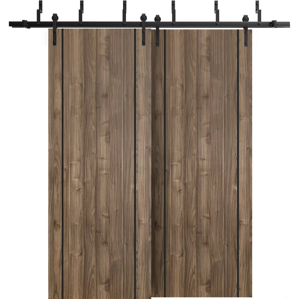 Barn Bypass Doors 36 x 80 Planum 0016 White Silk with Sturdy 6.6ft