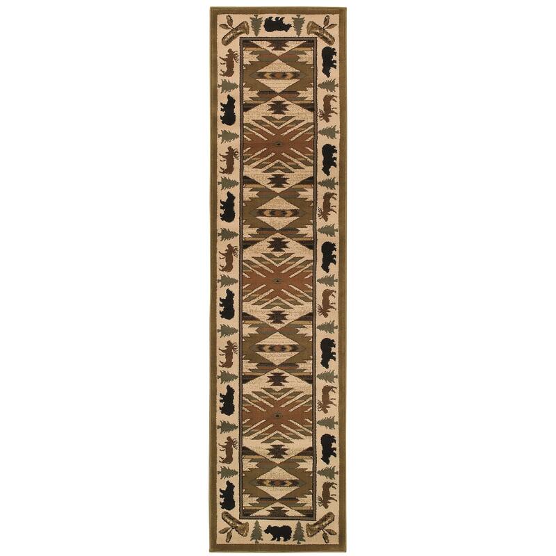 Style Haven Hearthstone Lodge Ivory/ Green Area Rug - 1' 10" x 7' 6" - Runner