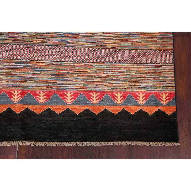 Tribal Contemporary Gabbeh Persian Area Rug Hand-knotted Wool Carpet - 6'6" x 9'8"