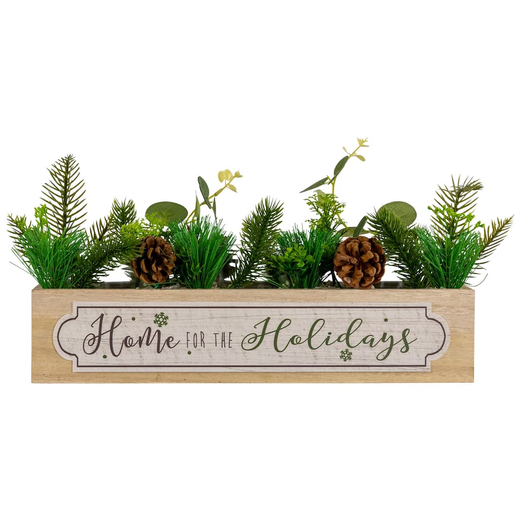 13.75" Wooden Boxed "Home For The Holidays" Christmas Candle Holders
