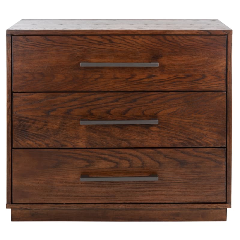 SAFAVIEH Couture Olguta 3-Drawer Nightstand - Dark Brown