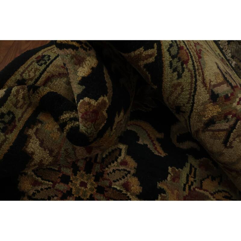Hand Knotted Oriental 100% Wool Carpet Traditional All-Over Black Agra Area Rug - 8' 5'' X 5' 7''