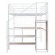 preview thumbnail 17 of 23, Full Size Metal Loft Bed Stylish Metal Platform Frame Bed with Desk and Metal Grid, Lateral Storage Ladder and Wardrobe