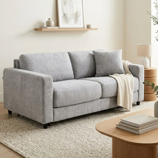 Stearns & Foster® Atillio 80 in. Queen Pull-Out Sofa Bed with 5 in. Mattress - Light Grey - Bed Bath & Beyond