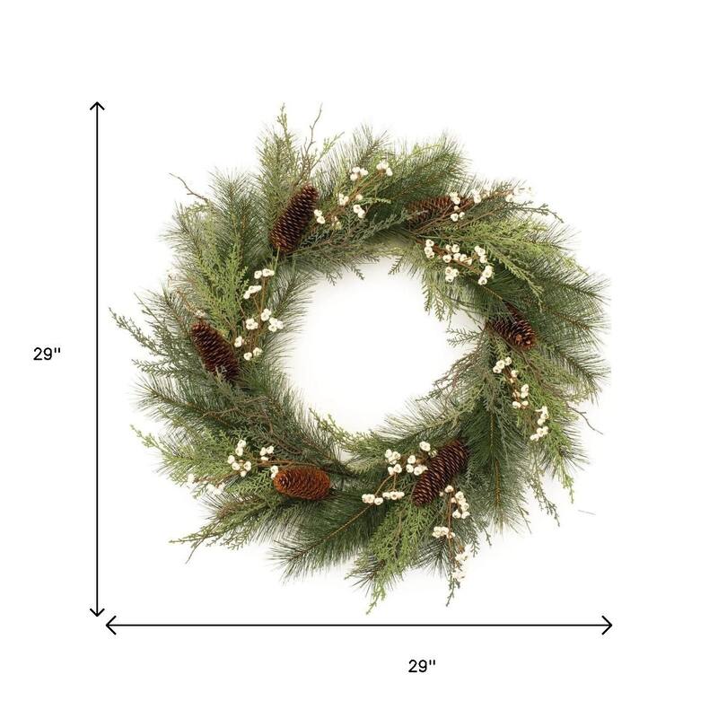 HomeRoots 29" Green And Brown Christmas Pine Artificial Wreath