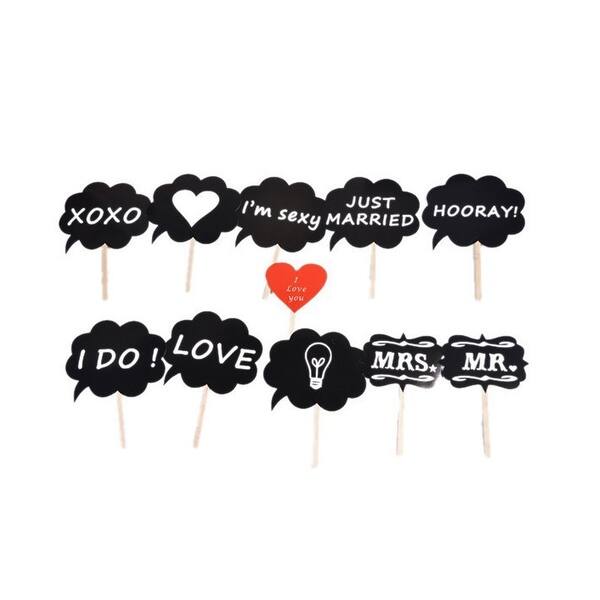 Shop Cloud Heart Design Card Wedding Party Decoration Photo Booth Prop 11 In 1 White Black Red Wooden Color On Sale Overstock 28886065