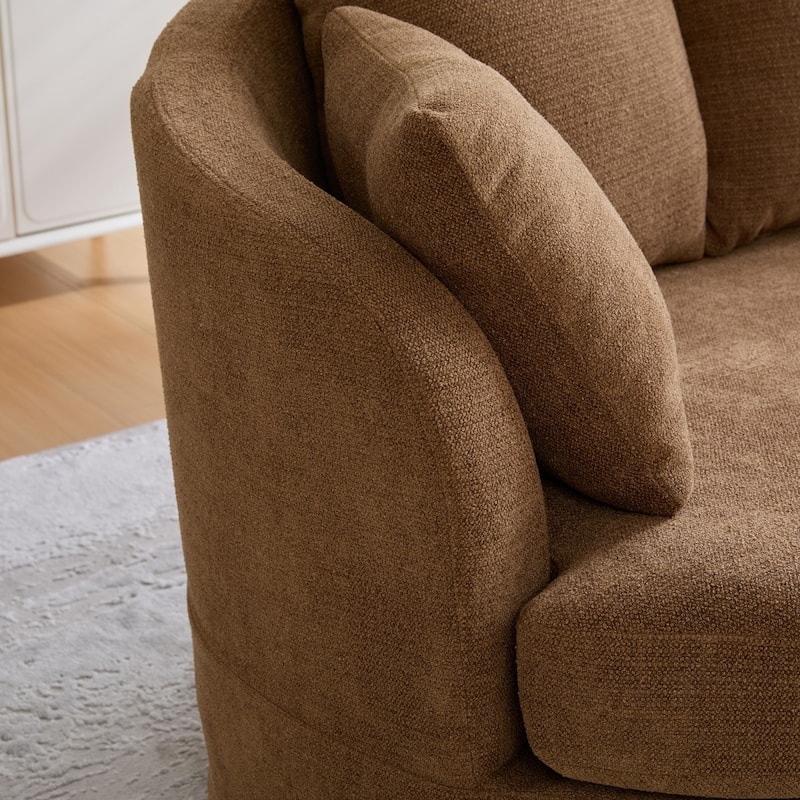 73.82" Modern Plush Chenille Wide Curved Sofa with Pillows