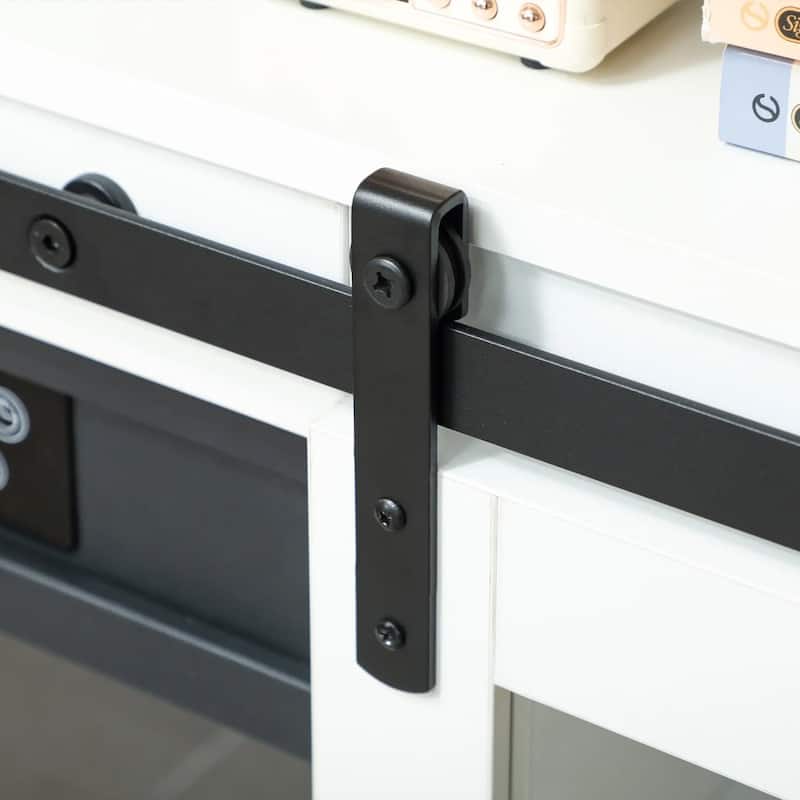 70.9" Electric Fireplace TV Stand with Open Storage and Side Cabinets