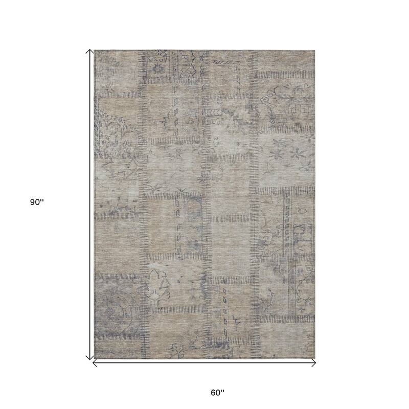 HomeRoots Patchwork Transitional Rectangle Outdoor Rug
