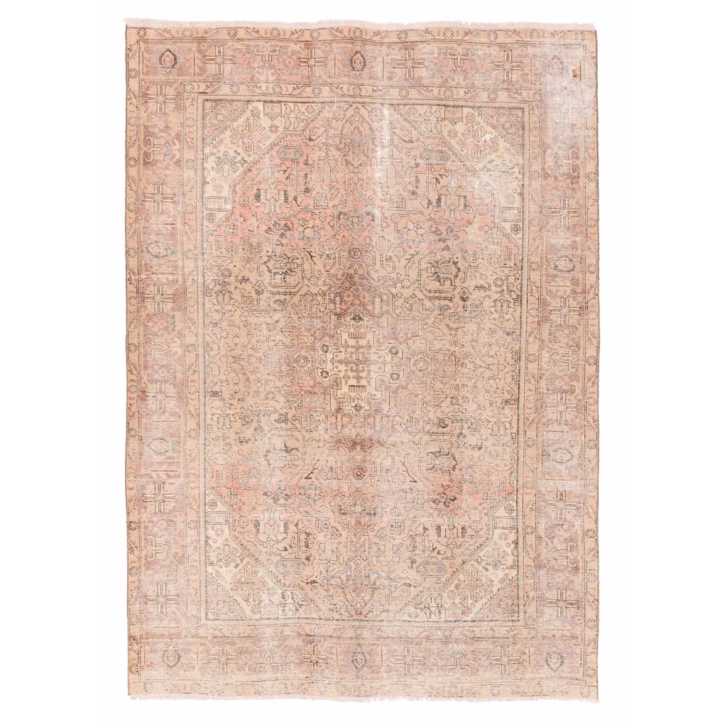 ECARPETGALLERY Hand-knotted Antalya Vintage Coral Wool Rug - 6'5 x 8'11