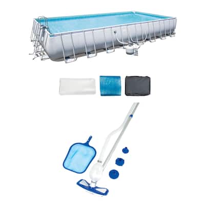 Bestway Power Frame 31.3' x 16' x 52" Above Ground Pool with Pump & Cleaning Kit - 1
