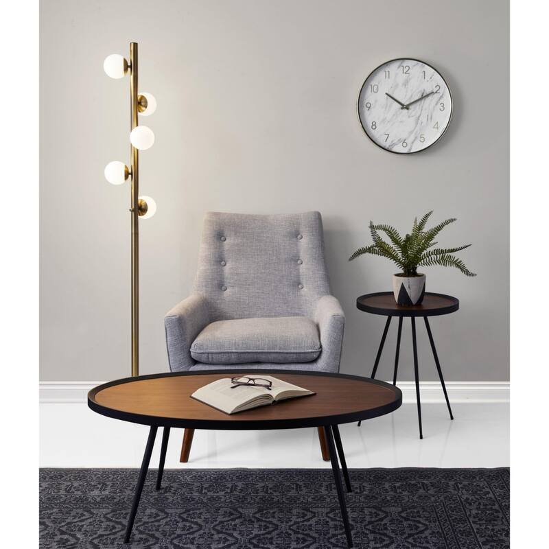 65-Inch Brass LED Floor Lamp with White Glass Shade and Black Base Rotary Switch Plug-In for Home Decor - 65”H x 10”W x 10”D