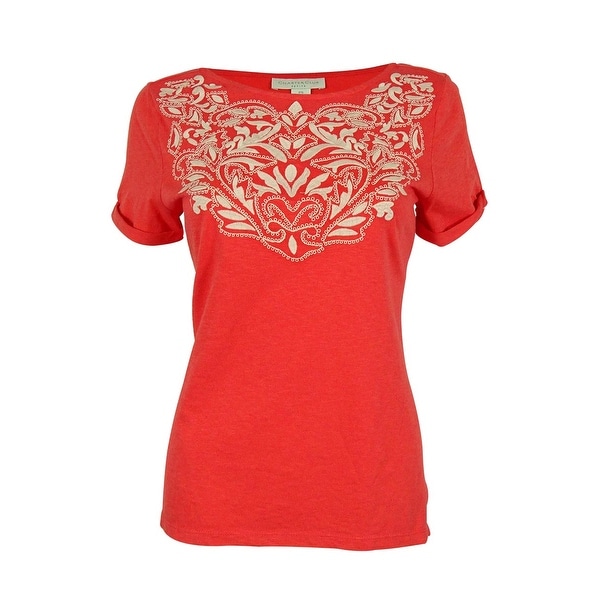 Charter Club Women's Embroidered Cuffed Sleeve Top