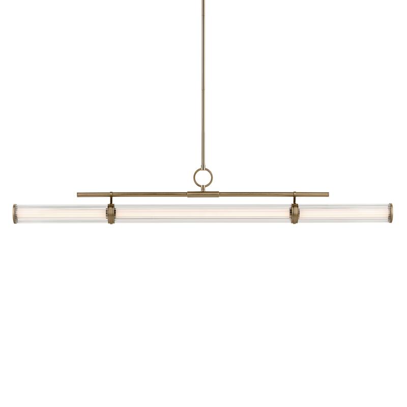 Riven 60.25 Inch LED 1 Light Linear Chandelier with Clear Fluted Glass in Champagne Bronze