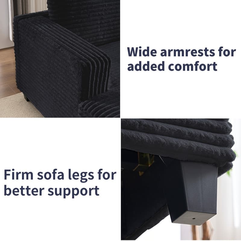 Mixoy Oversize Corduroy Fabric Convertible Modular 3-seater Sofa/Loveseat Sofa For Living Room