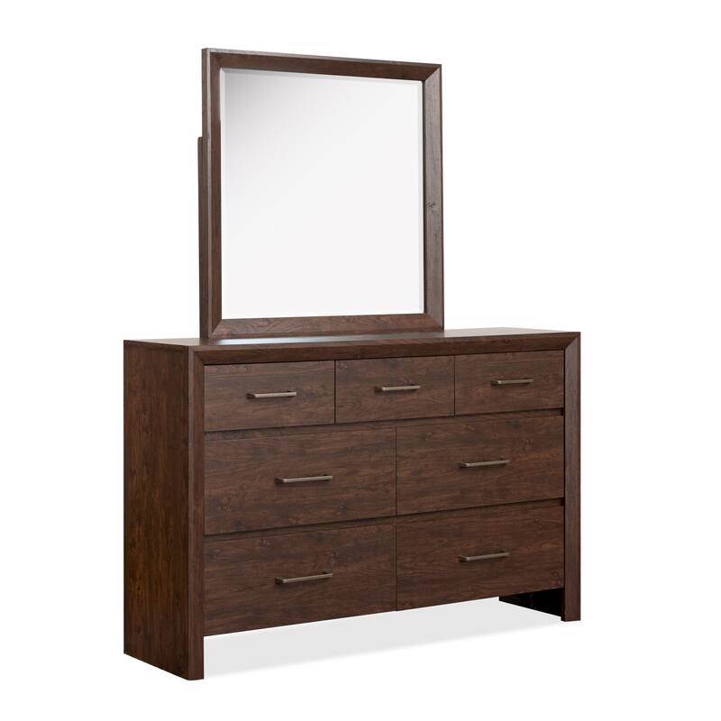 Magnussen Home Llewellyn Columbian Walnut Dresser with Portrait Mirror - 7-drawer