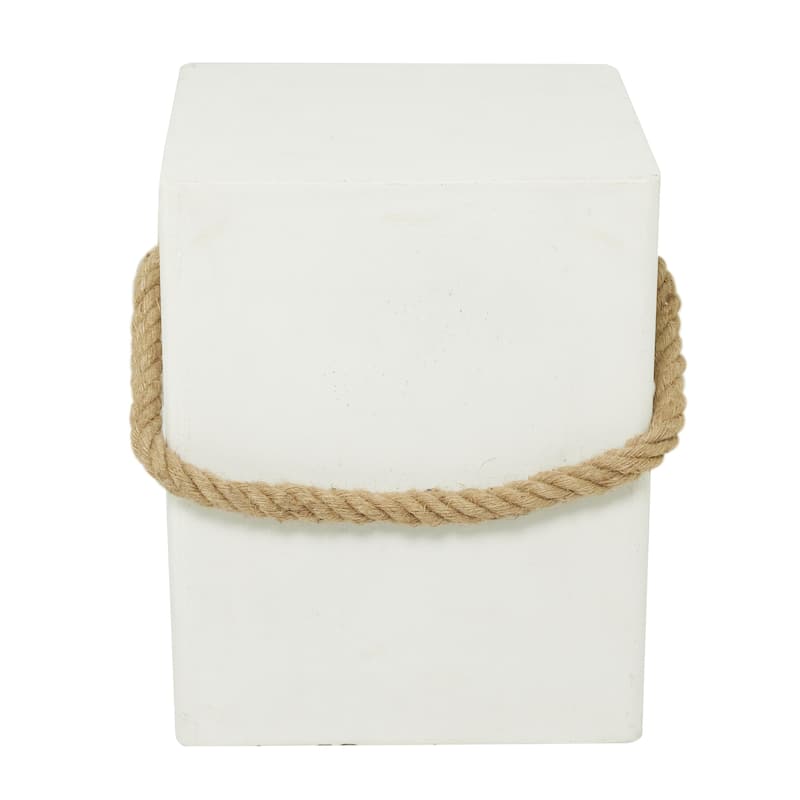 Magnesium Oxide Lightweight Outdoor Accent Table with Rope Handle - Black or White - Roche River Decor