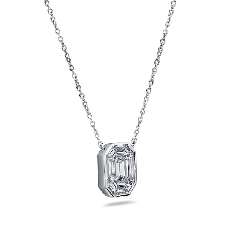 Auriya 14k Gold 1/3ctw Emerald-cut Diamond Station Necklace (G-H, VS1-VS2)
