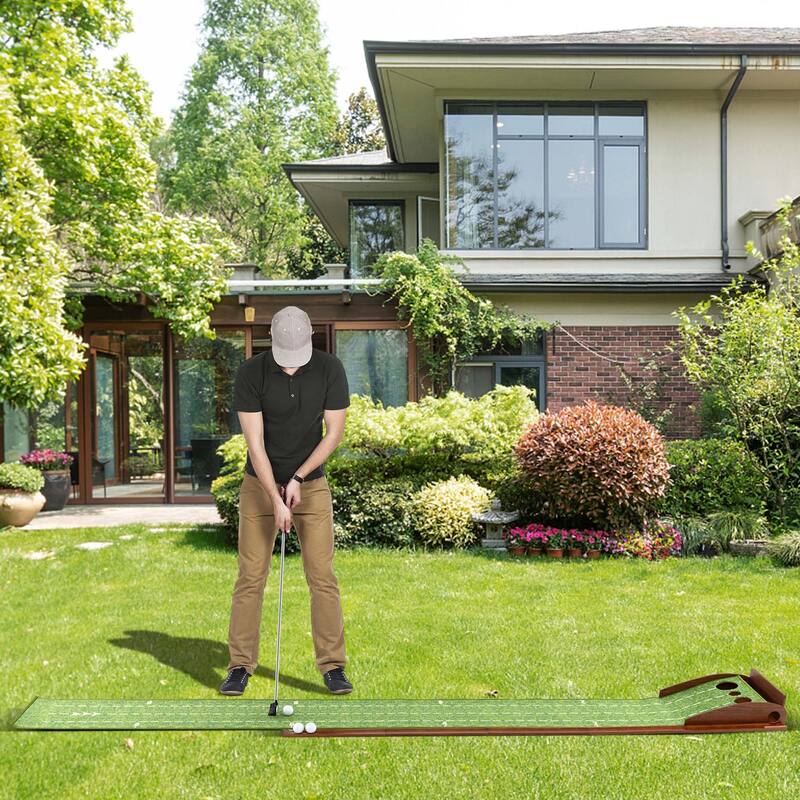 Costway Putting Green Practice Golf Putting Mat with Auto Ball Return