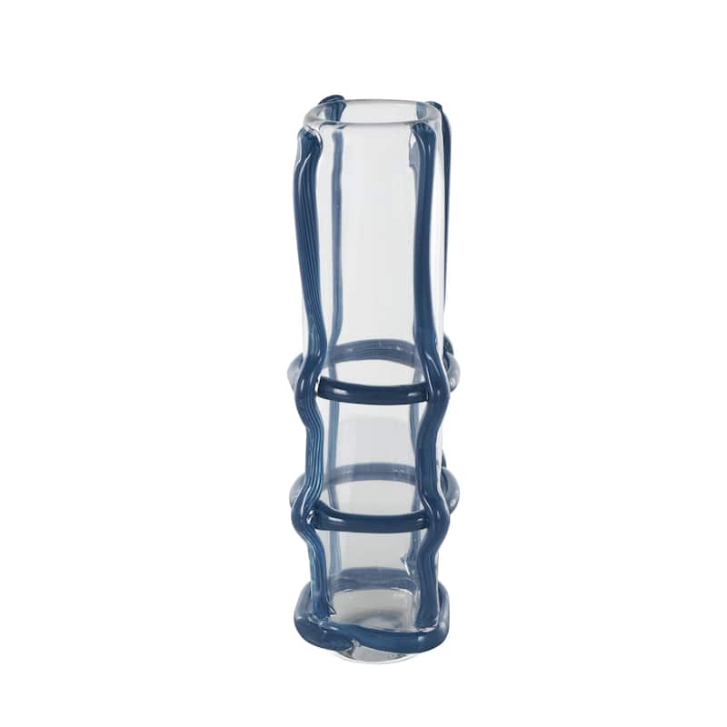 Recycled Glass Handmade Tall Decorative Vase with Glass Framing - Blue or Black - Roche River Decor