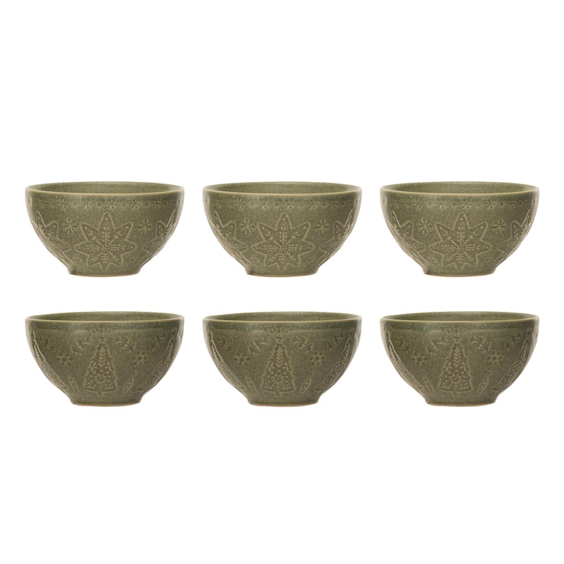 Stoneware Plate with 4 Flora/Fauna Pattern and Electroplating, Set of 6