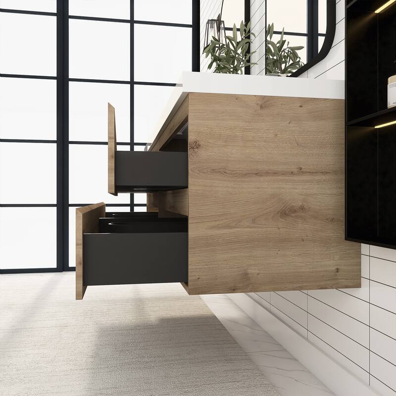 Floating Bathroom Vanity with Integrated Resin Top