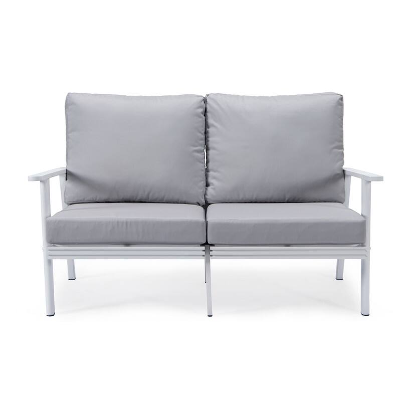 Walbrooke Polyester Upholstered Aluminum Frame Outdoor Loveseat with Powder-Coated Finish and Removable Cushion Covers - 56.69