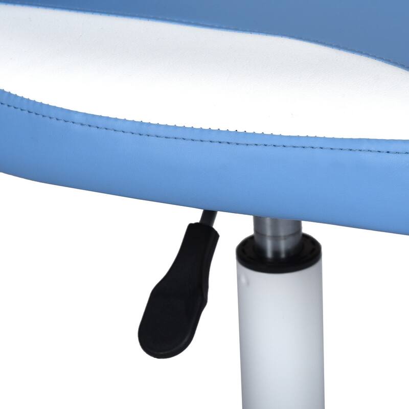 Blue and White Adjustable Height Swivel Rolling Office Chair