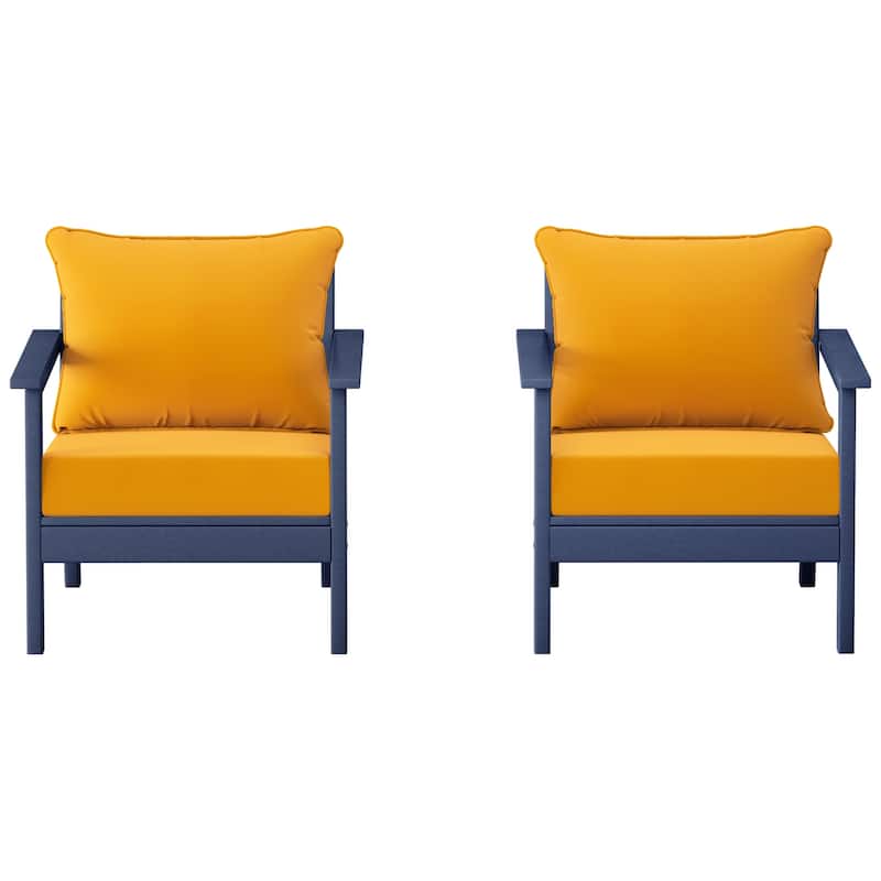 Birchwood All Weather HDPE Outdoor Patio Navy Blue Deep Seating Conversation Set With Cushions (2-Piece)