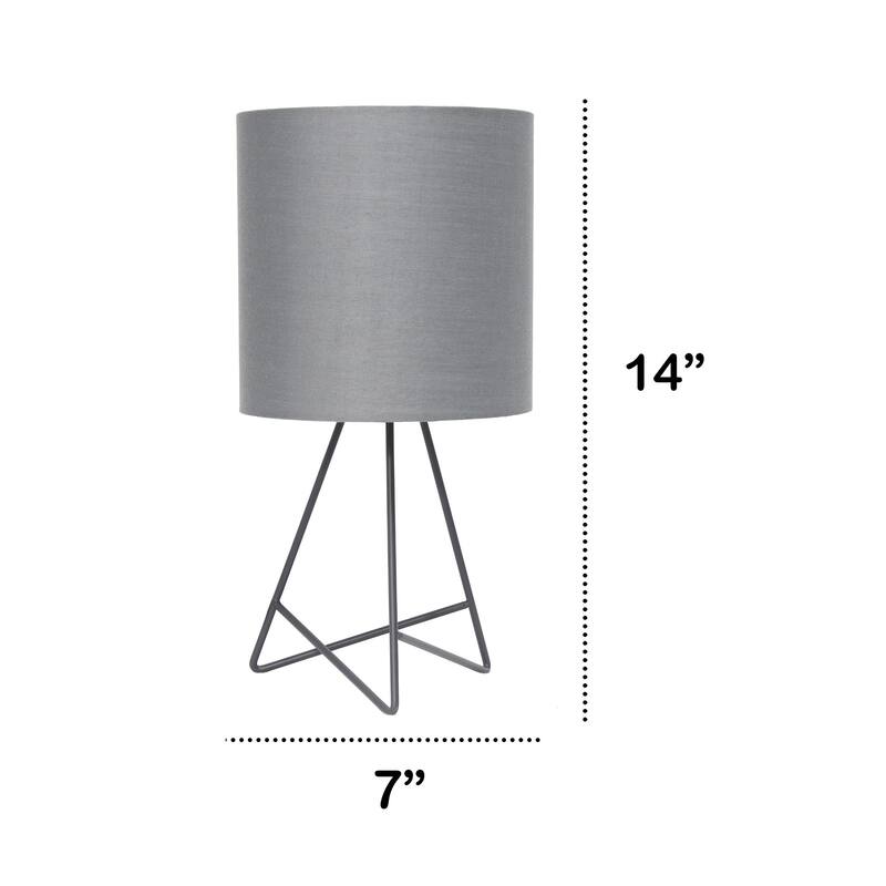 Open Wire Framed LED Table Lamp with Round Drum Shade - 14" - Gray