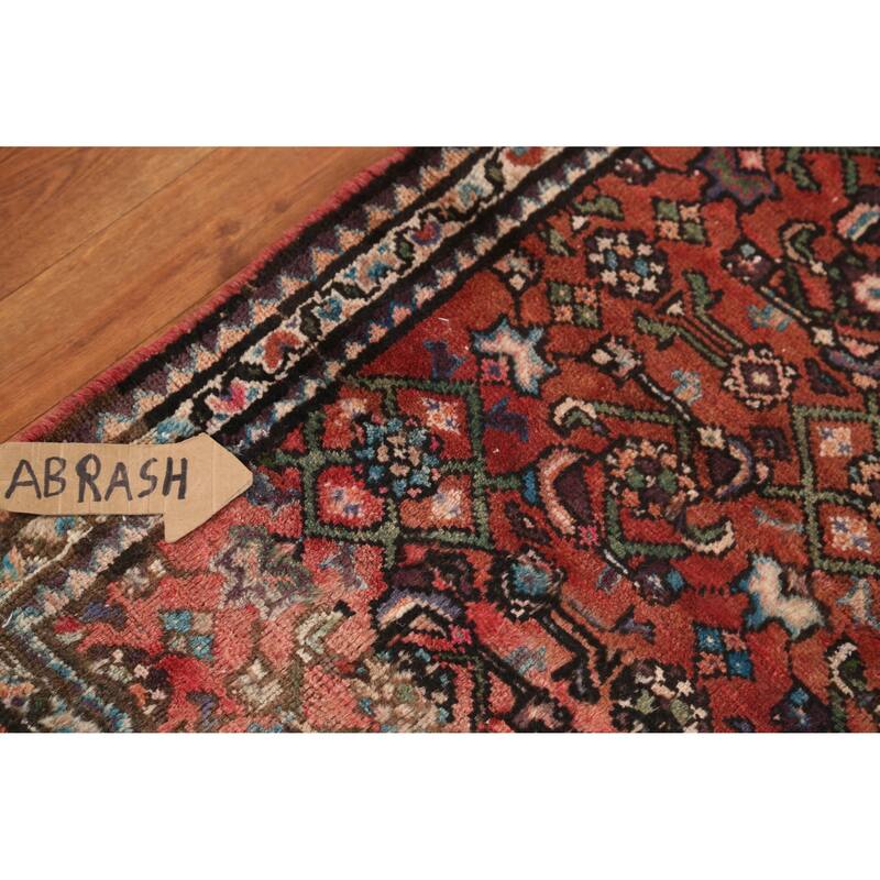 Hand Knotted Oriental 100% Wool Carpet Traditional All-Over Oranges & Rust Hamedan Runner Rug - 8' 2'' X 2' 8''