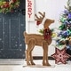 preview thumbnail 3 of 7, Glitzhome 36"H Chunky Wood Reindeer Porch Decor