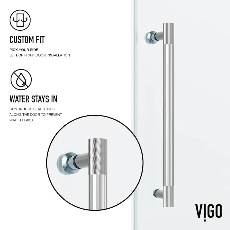 VIGO Hamilton 56" to 60" W x 78" H Frameless Sliding Shower Door
