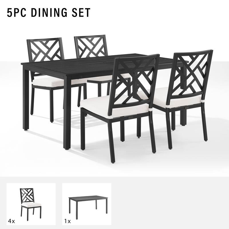 Crosley Locke 5Pc Outdoor Metal Dining Set - Matte Black