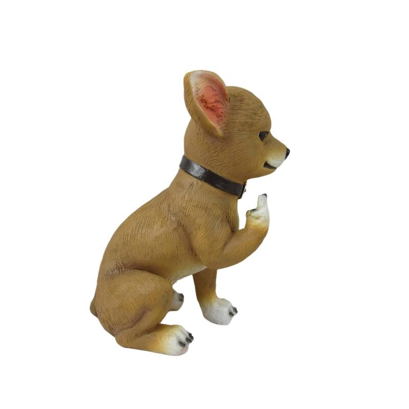 Lil Rascal Rude Finger Flipping Chihuahua Dog Tabletop Statue 6.75 - 6.75 X 4 X 5 inches