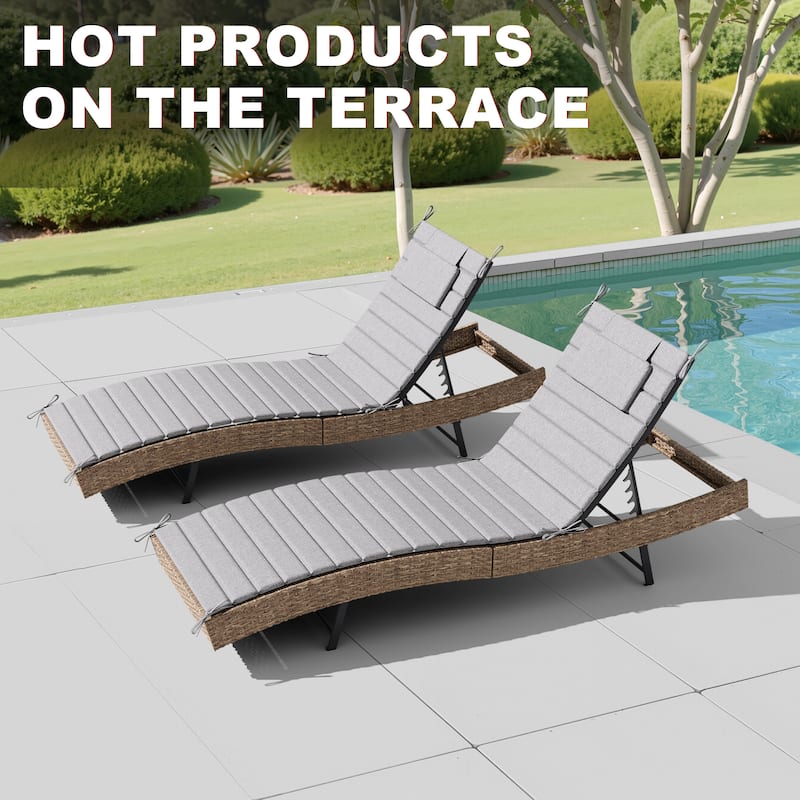 Outdoor Patio Chaise Lounge Cushions Pad with Straps