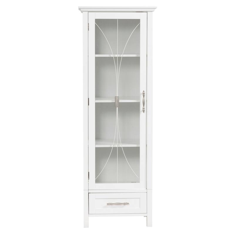 Teamson Home Delaney Freestanding Linen Cabinet with Drawer - 13.5: L x 17.01" W x 48.5" H