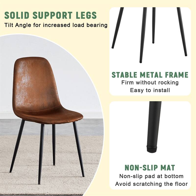 Dining Chairs,Suede Backrest and Metal Legs Combined Chairs,4 PCS