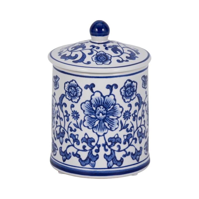 Sagebrook Home Ceramic Chinoiserie Scented Candle 6-Inch 8oz with Lid, Blue/White - 4" x 4" x 6" - Chinoiserie Blue/white - 4" x 4" x 6"